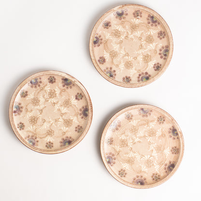 【清水焼】3寸小皿　紫彩華紋　陶楽窯 KOTOPOTTER