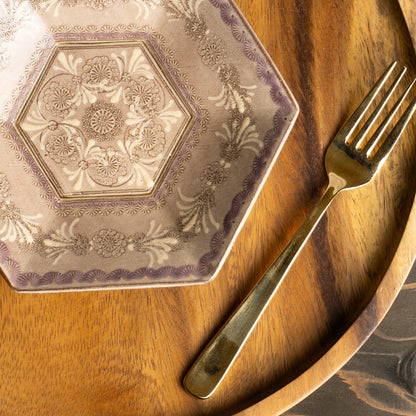 【清水焼】六角小皿　紫彩華紋　陶楽窯 KOTOPOTTER