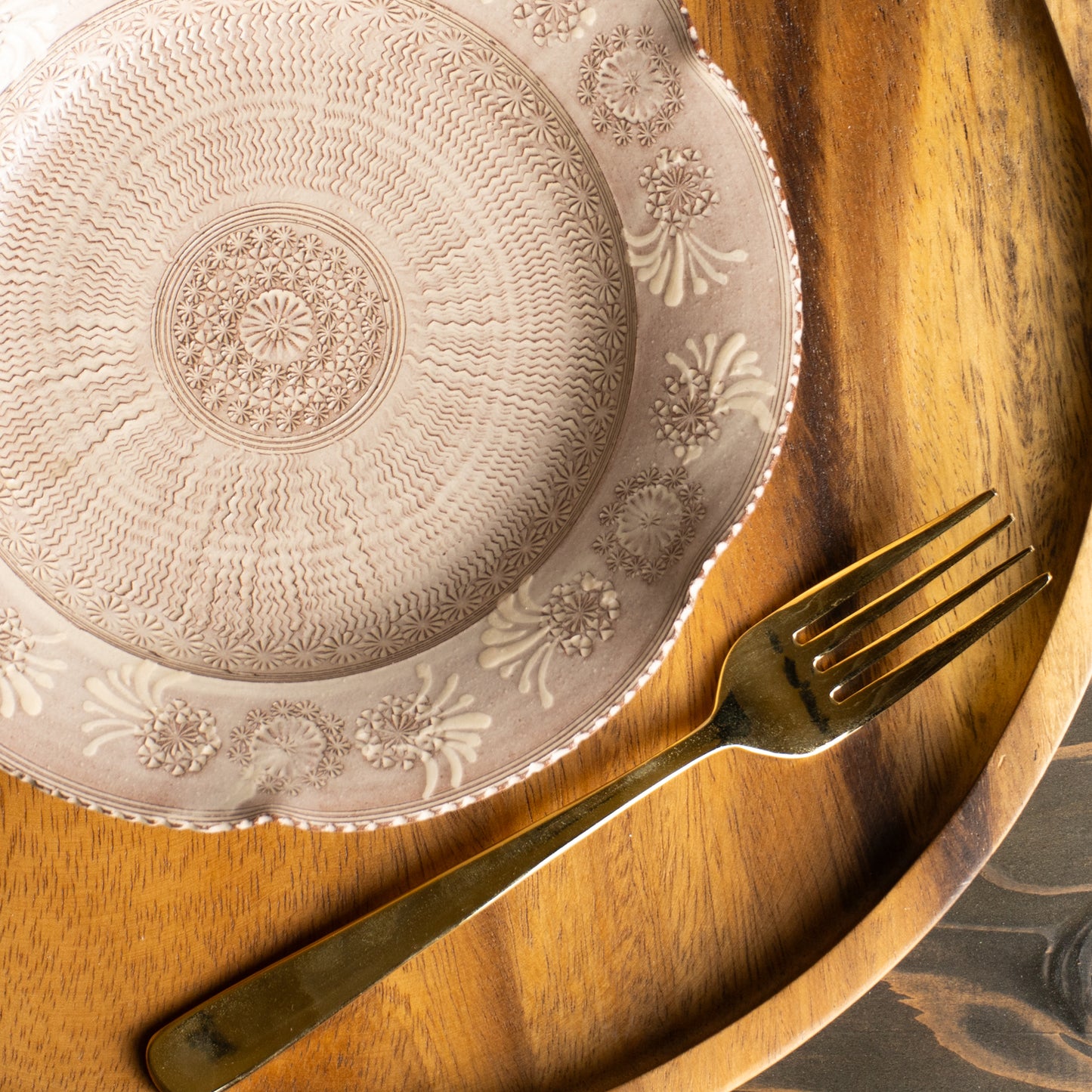 【清水焼】6寸向皿　紫三島　陶楽窯 KOTOPOTTER