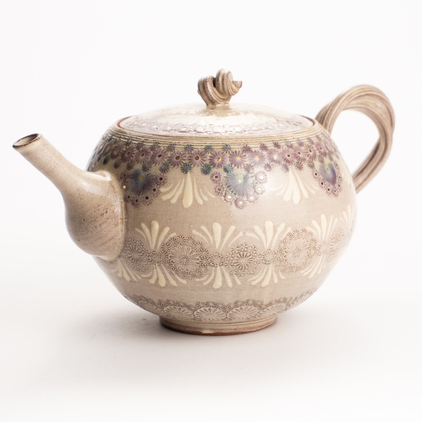 【清水焼】ティーポット　紫彩華紋　陶楽窯 KOTOPOTTER