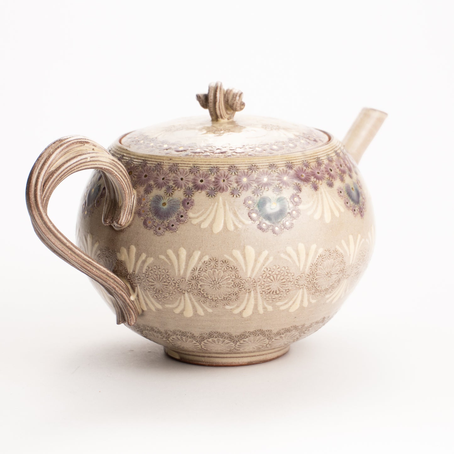 【清水焼】ティーポット　紫彩華紋　陶楽窯 KOTOPOTTER