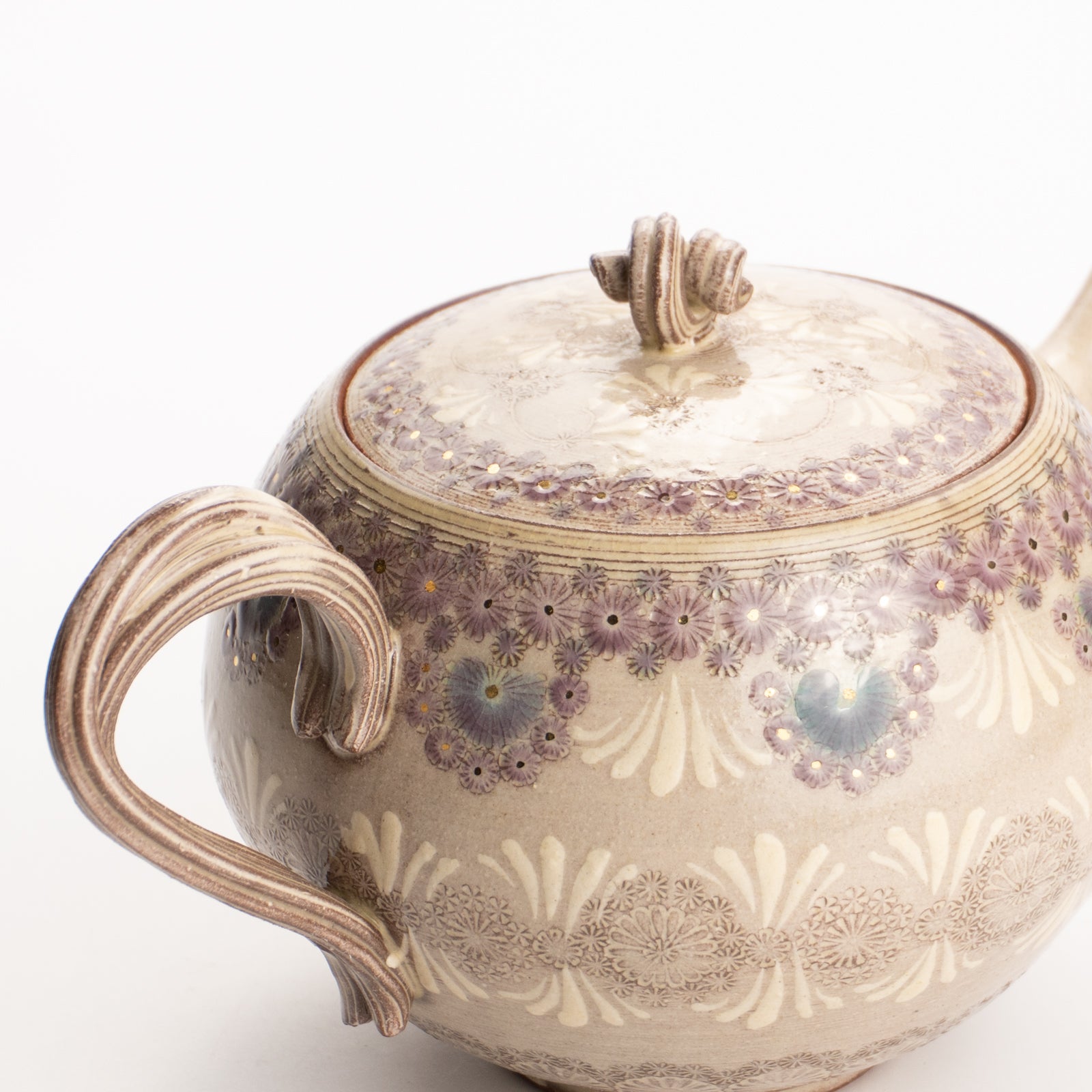 【清水焼】ティーポット　紫彩華紋　陶楽窯 KOTOPOTTER