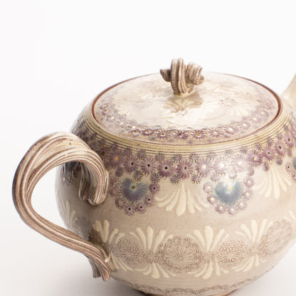 【清水焼】ティーポット　紫彩華紋　陶楽窯 KOTOPOTTER