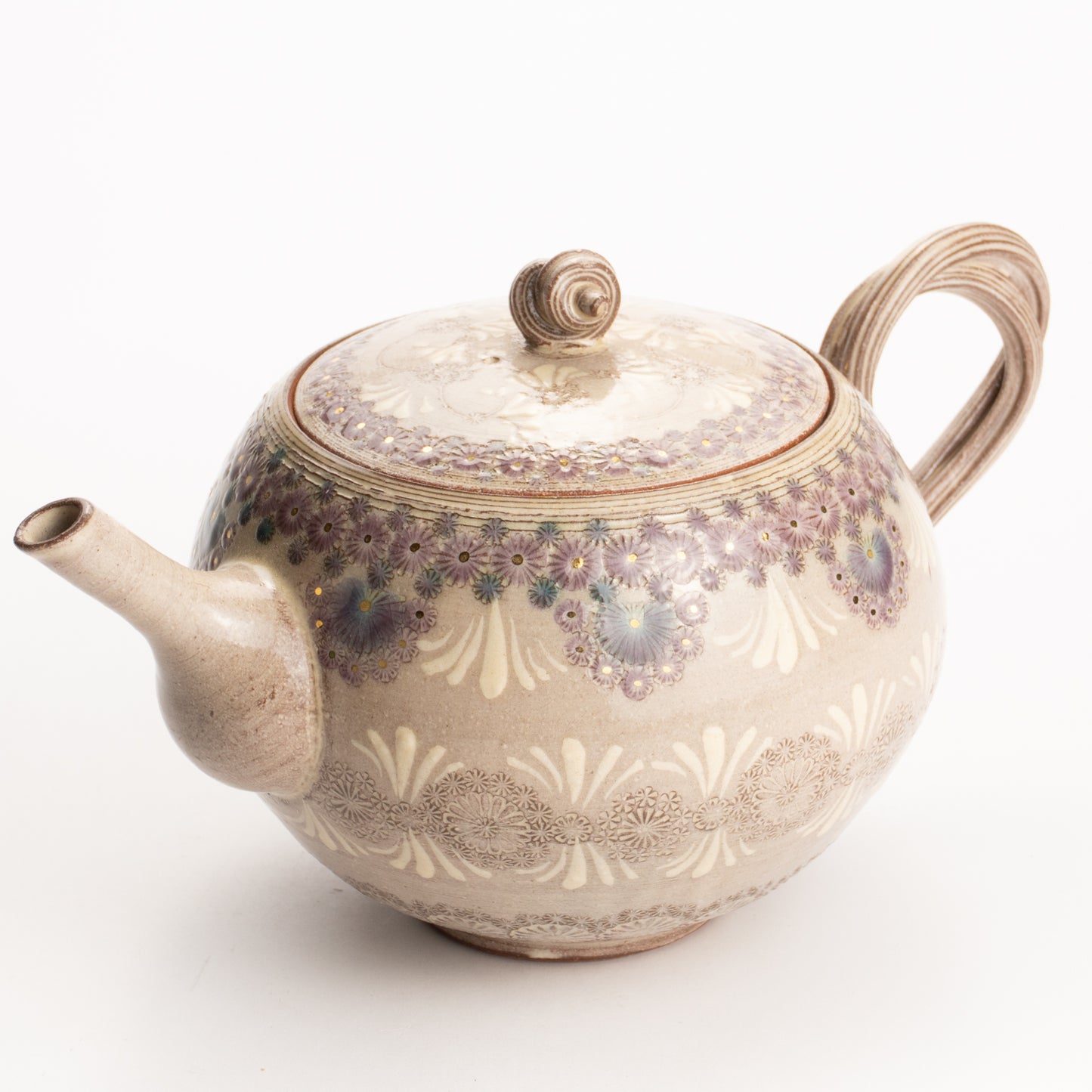 【清水焼】ティーポット　紫彩華紋　陶楽窯 KOTOPOTTER