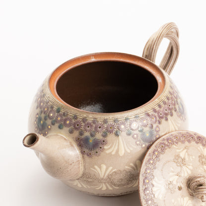 【清水焼】ティーポット　紫彩華紋　陶楽窯 KOTOPOTTER