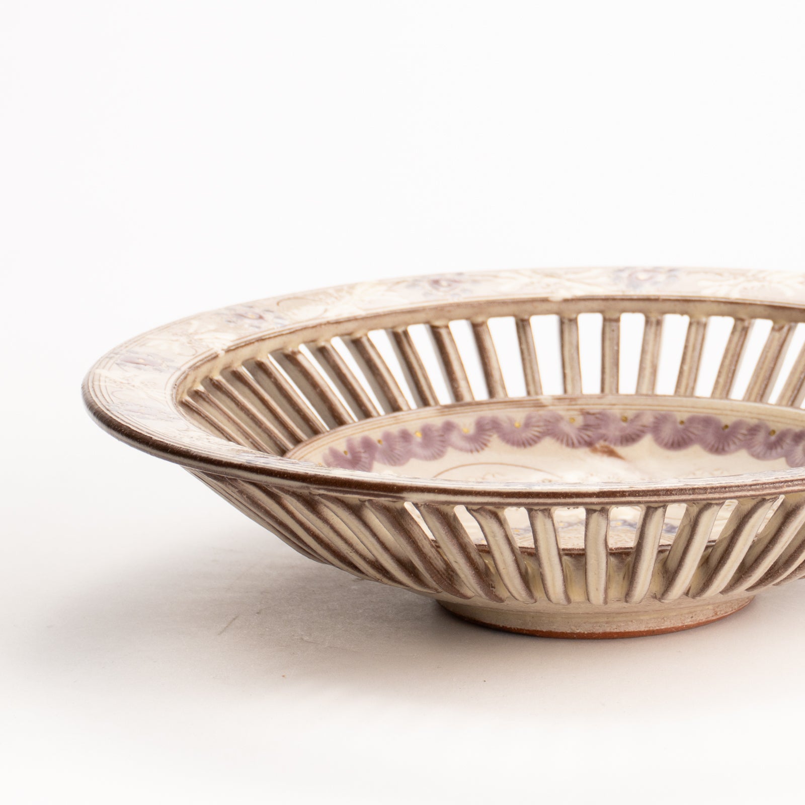 京都清水烧镂空钵紫彩华纹｜陶乐窑｜KOTOPOTTER