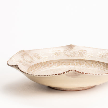 【清水焼】6寸向皿　紫三島　陶楽窯 KOTOPOTTER