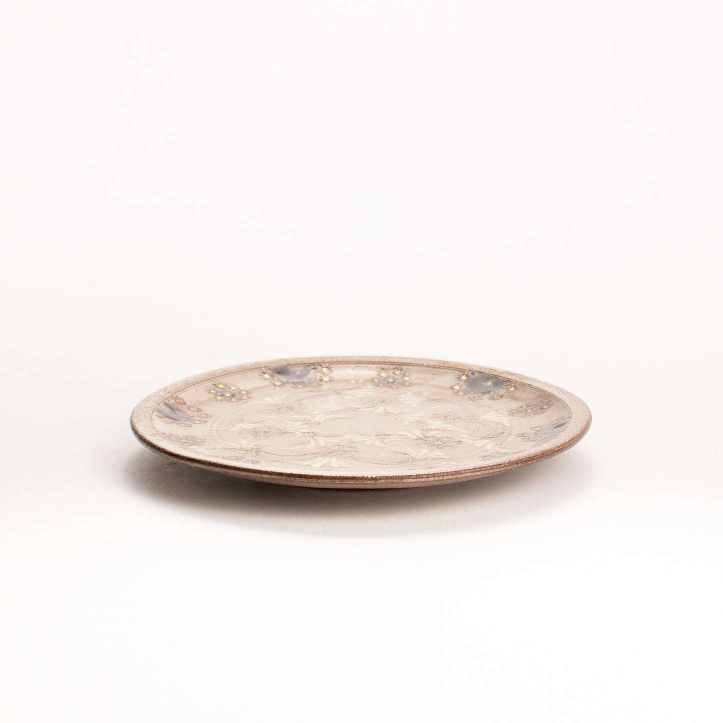 【清水焼】3寸小皿　紫彩華紋　陶楽窯 KOTOPOTTER