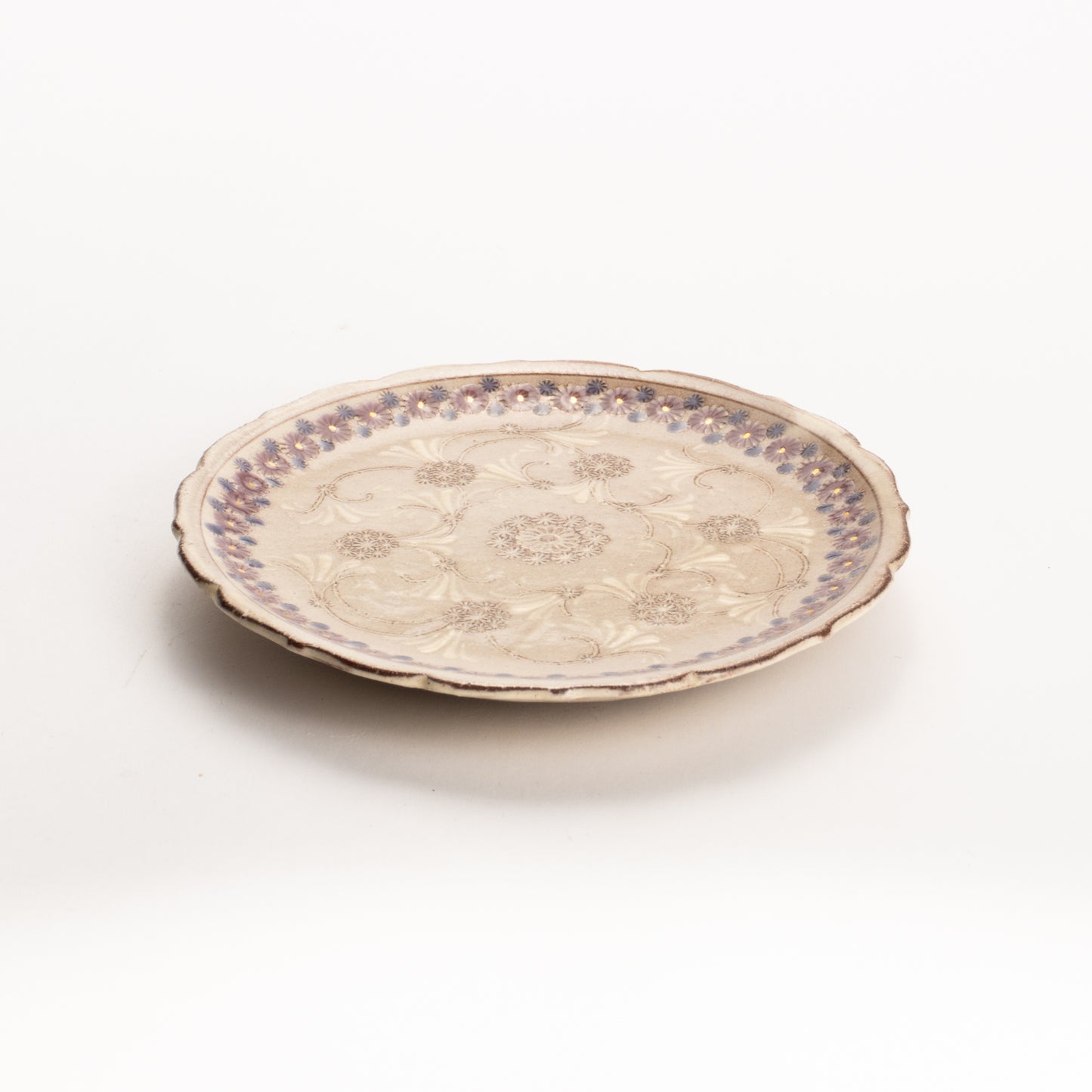 【清水焼】3寸小皿　紫彩華紋　陶楽窯 KOTOPOTTER