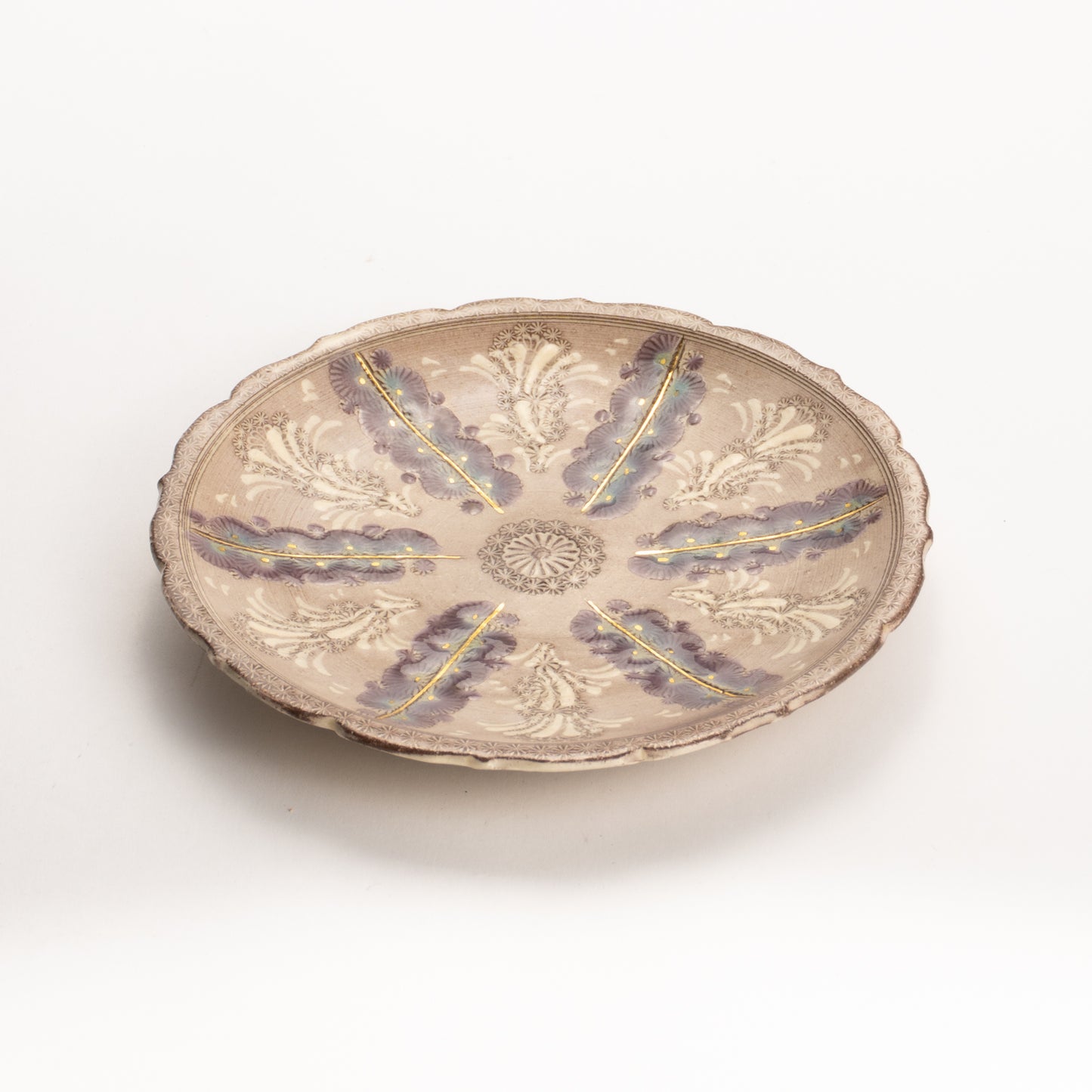 【清水焼】小皿　紫彩華紋　陶楽窯 KOTOPOTTER