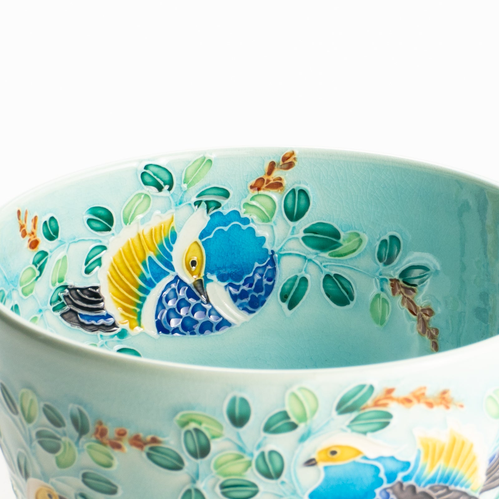 抹茶碗　淡浅黄"オシドリと萩"　一如 KOTOPOTTER