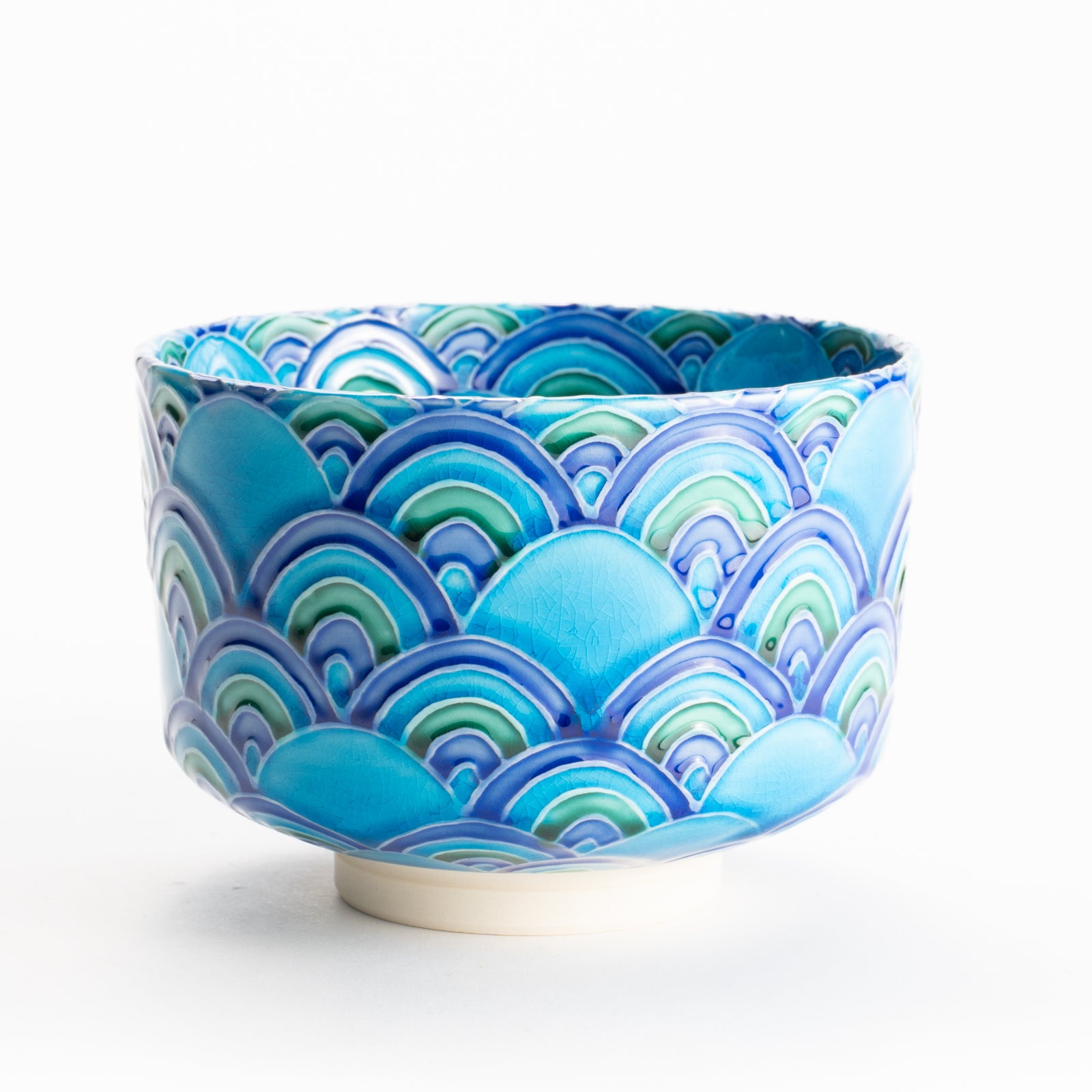 筒抹茶碗　青海波　一如 KOTOPOTTER