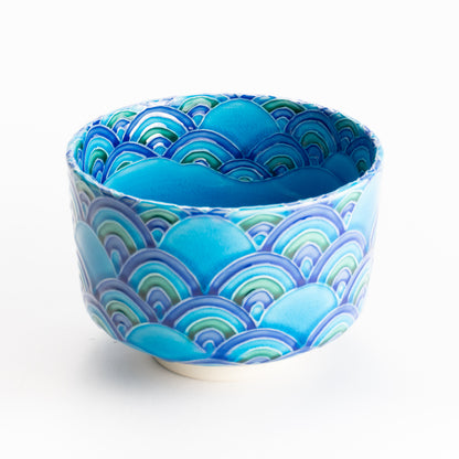 筒抹茶碗　青海波　一如 KOTOPOTTER