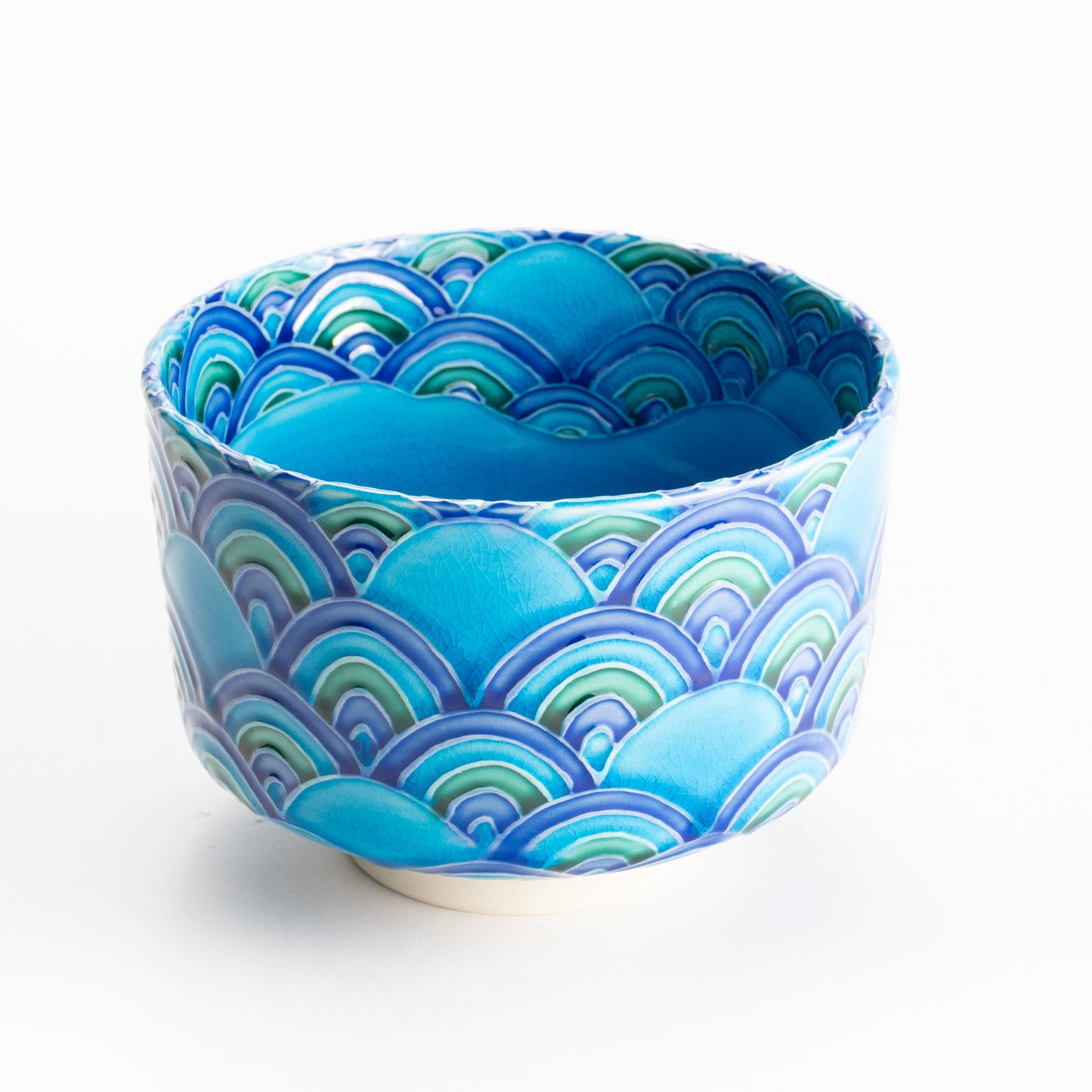 筒抹茶碗　青海波　一如 KOTOPOTTER