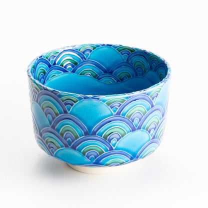 筒抹茶碗　青海波　一如 KOTOPOTTER