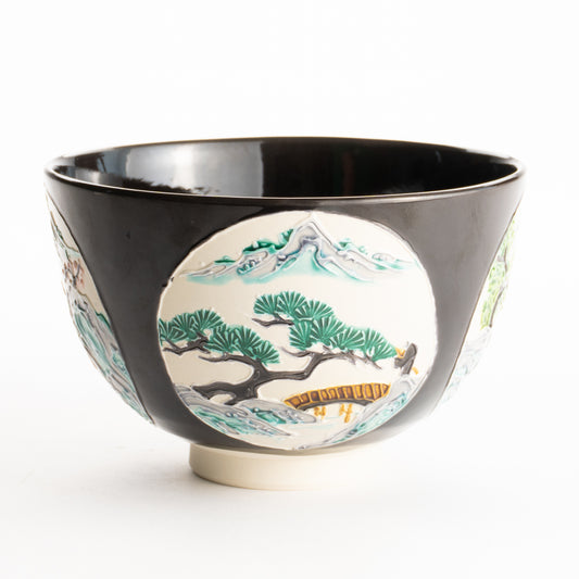 抹茶碗　春秋 山水丸紋　一如 KOTOPOTTER