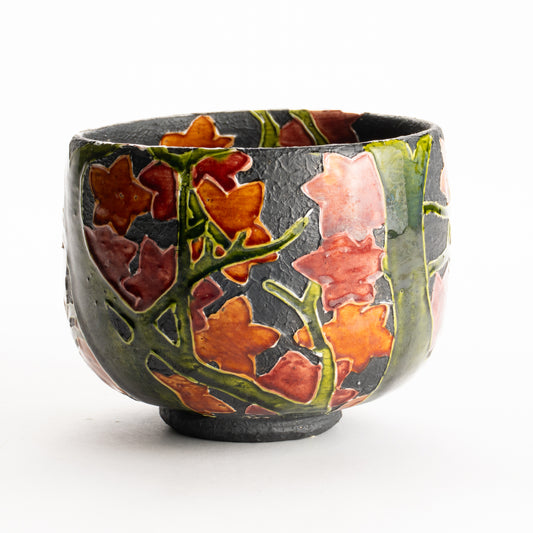 抹茶碗　荒土"紅葉"　一如 KOTOPOTTER