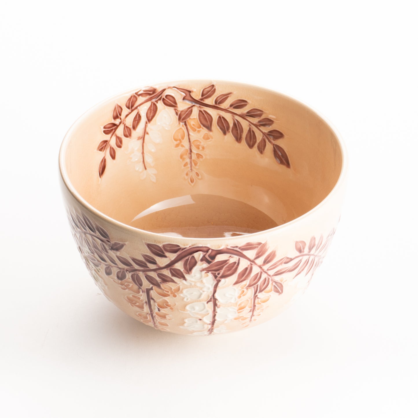 抹茶碗　淡桃交趾"藤の図"　一如 KOTOPOTTER