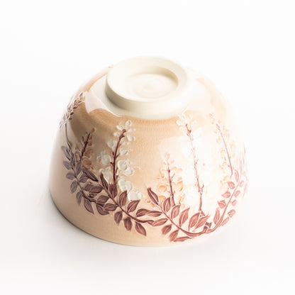 抹茶碗　淡桃交趾"藤の図"　一如 KOTOPOTTER