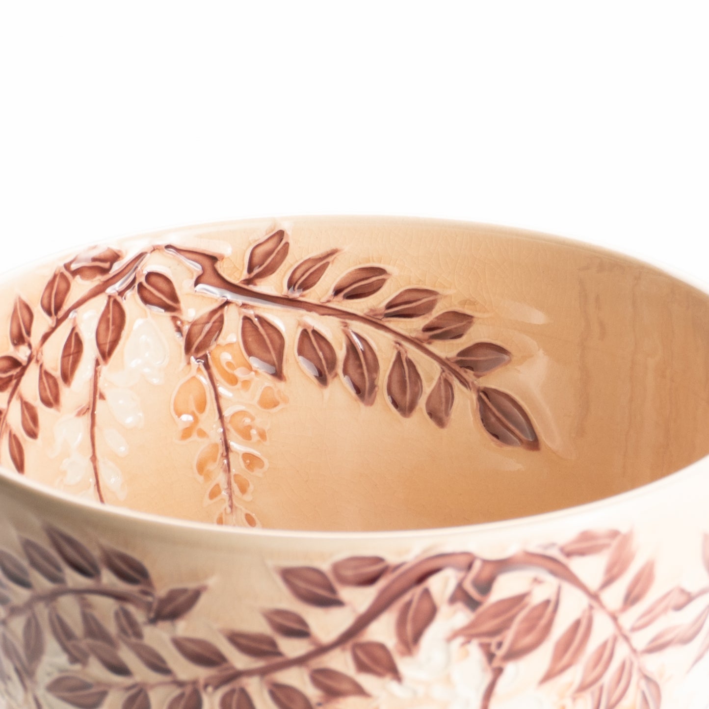 抹茶碗　淡桃交趾"藤の図"　一如 KOTOPOTTER