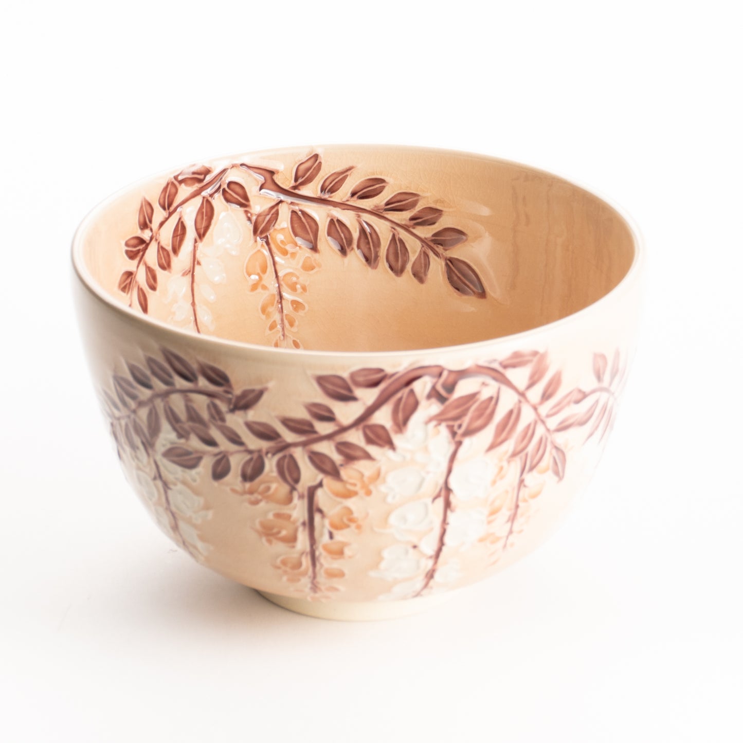 抹茶碗　淡桃交趾"藤の図"　一如 KOTOPOTTER