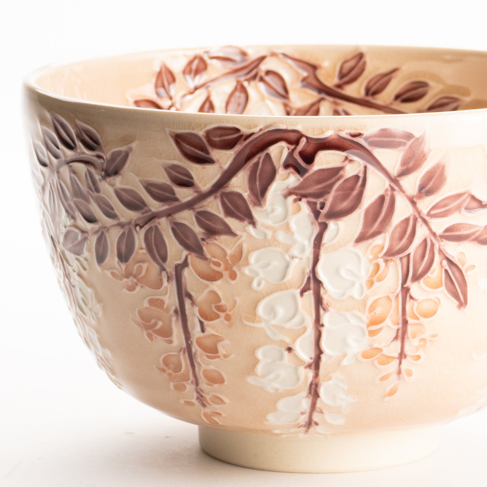 抹茶碗　淡桃交趾"藤の図"　一如 KOTOPOTTER