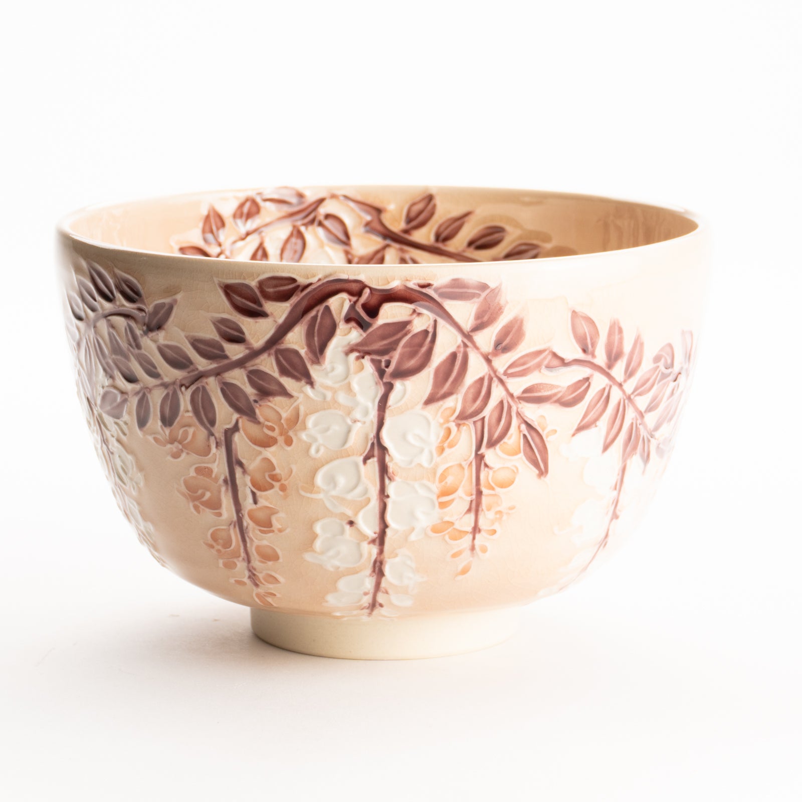 抹茶碗　淡桃交趾"藤の図"　一如 KOTOPOTTER