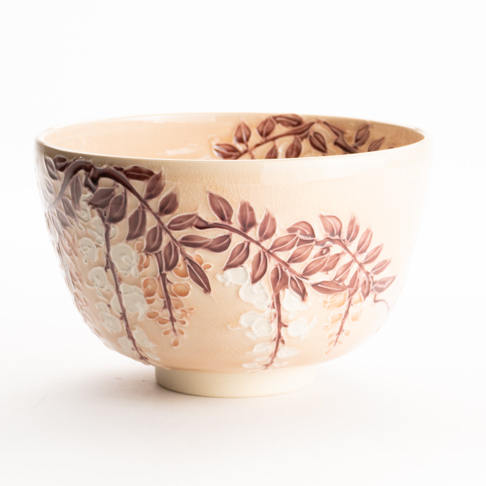 抹茶碗　淡桃交趾"藤の図"　一如 KOTOPOTTER