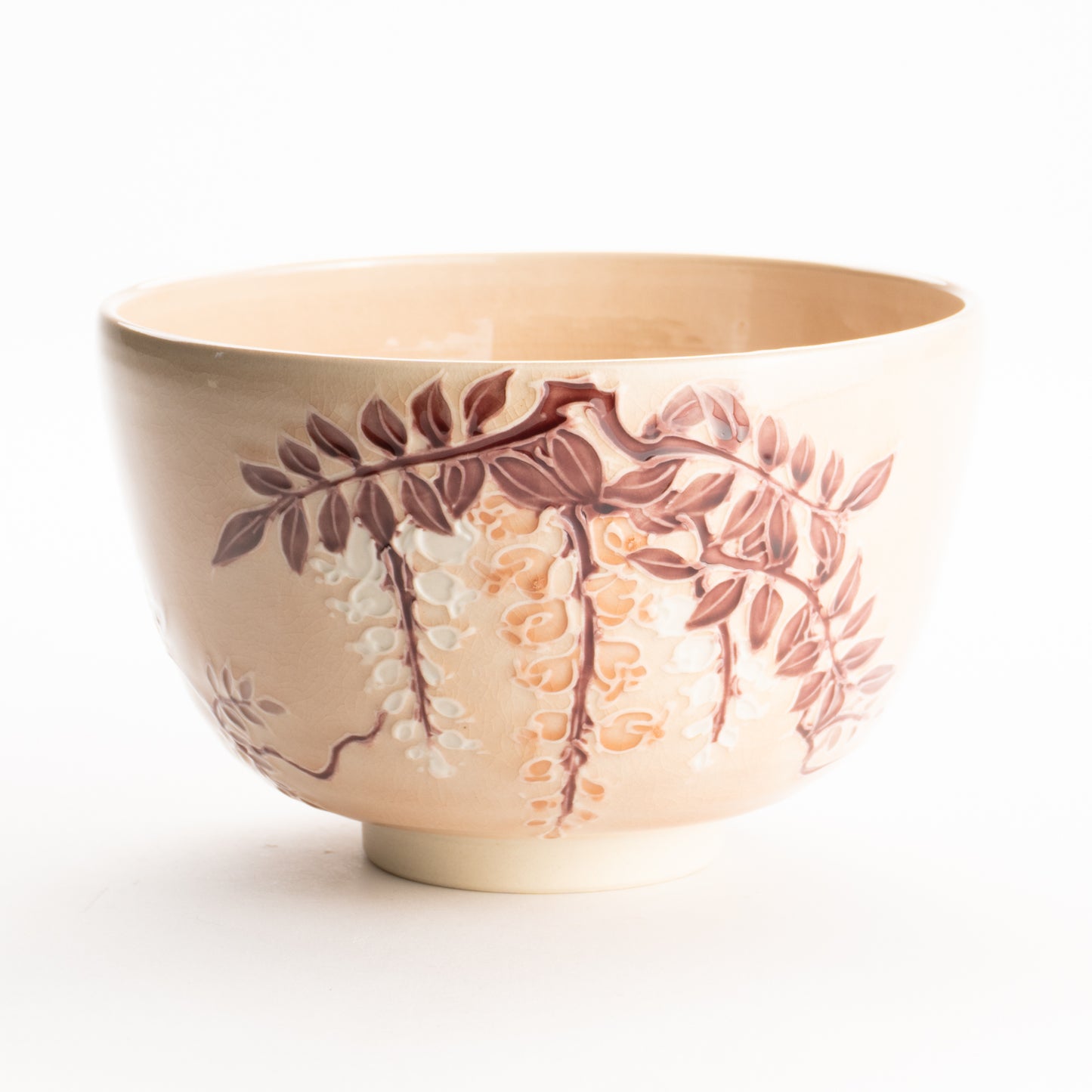 抹茶碗　淡桃交趾"藤の図"　一如 KOTOPOTTER