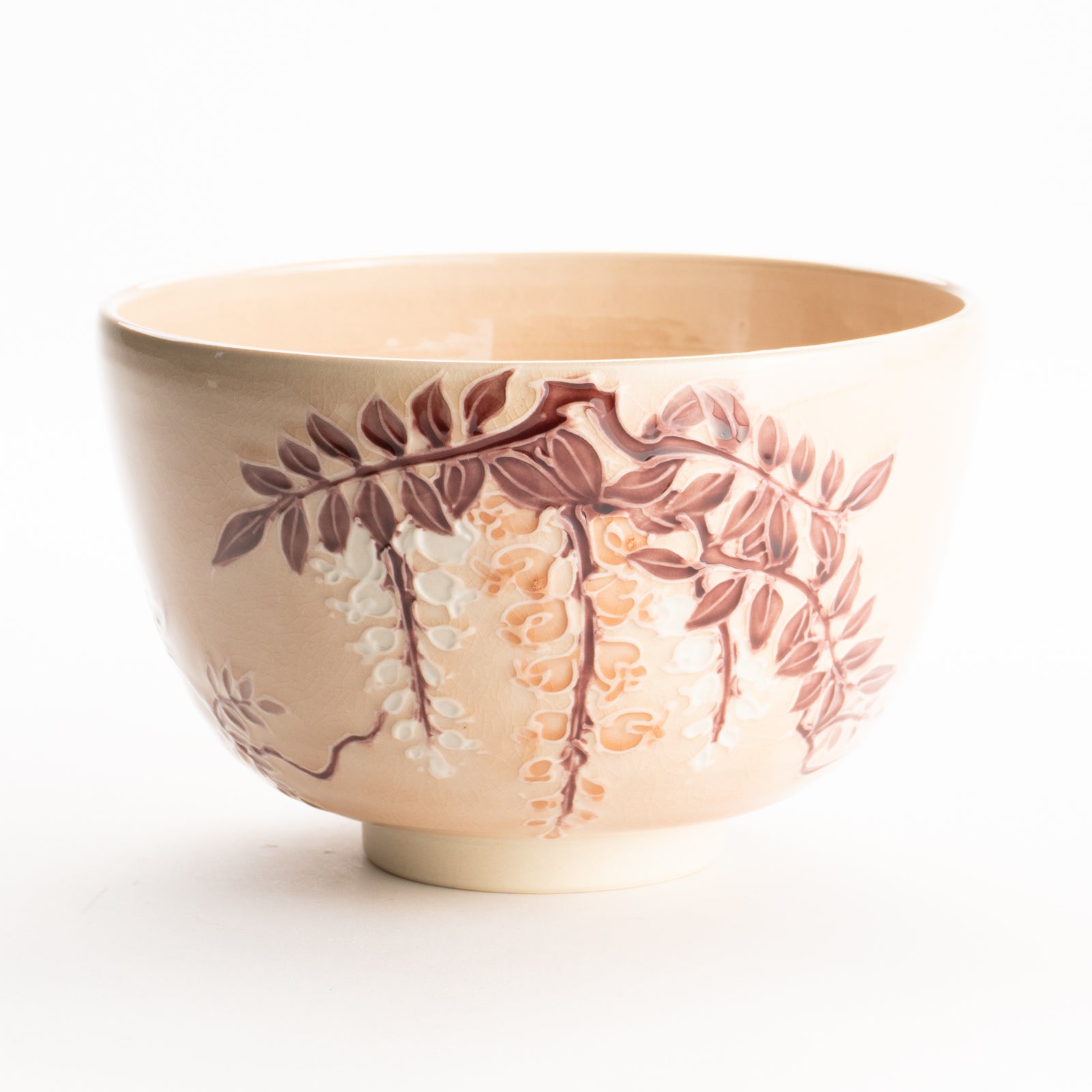 抹茶碗　淡桃交趾"藤の図"　一如 KOTOPOTTER