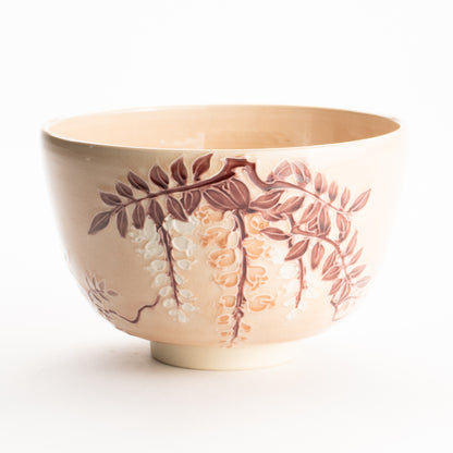 抹茶碗　淡桃交趾"藤の図"　一如 KOTOPOTTER