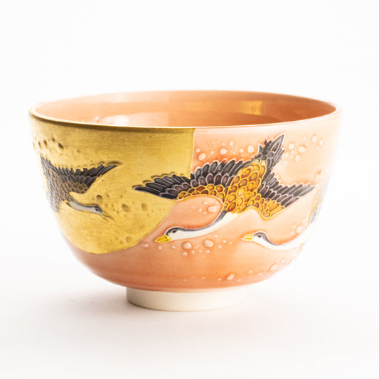抹茶碗　交趾金彩"月に雁"　一如 KOTOPOTTER