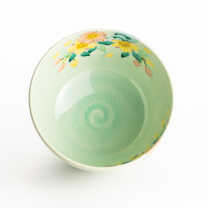 抹茶碗　萌黄交趾 桜に観世水　一如 KOTOPOTTER
