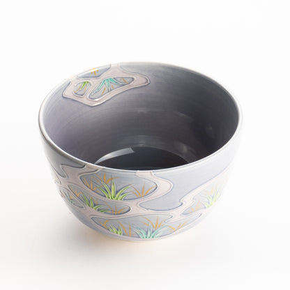 抹茶碗　淡紫交趾 "苗図"　一如 KOTOPOTTER