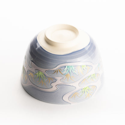 抹茶碗　淡紫交趾 "苗図"　一如 KOTOPOTTER
