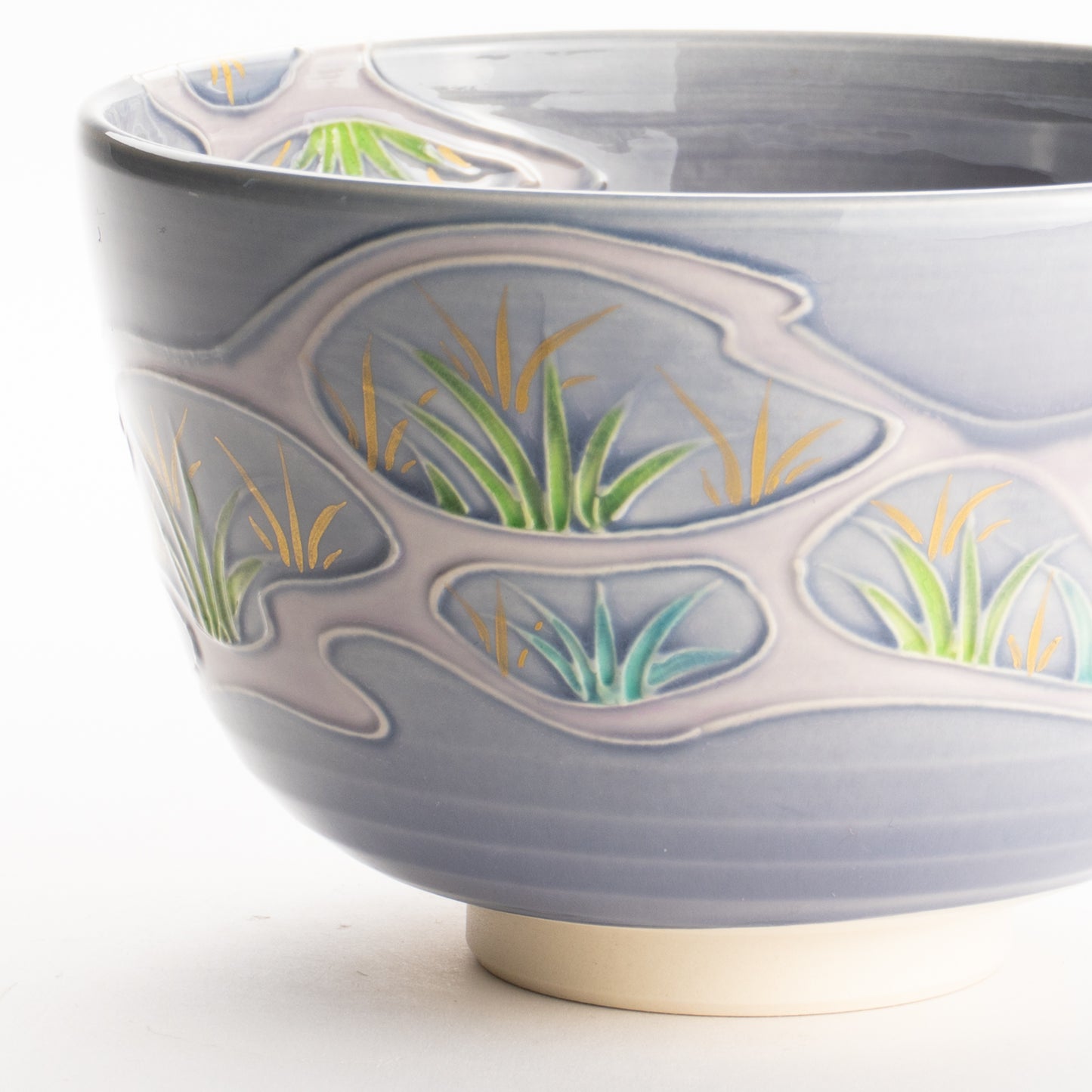 抹茶碗　淡紫交趾 "苗図"　一如 KOTOPOTTER