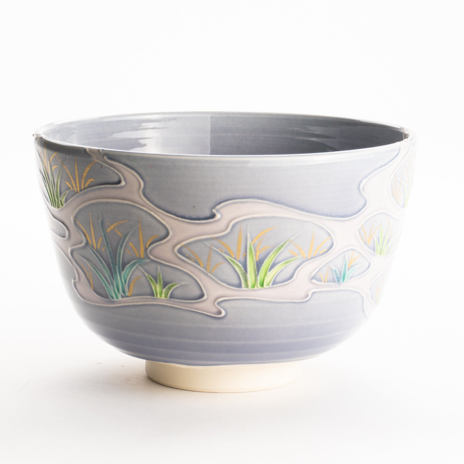 抹茶碗　淡紫交趾 "苗図"　一如 KOTOPOTTER