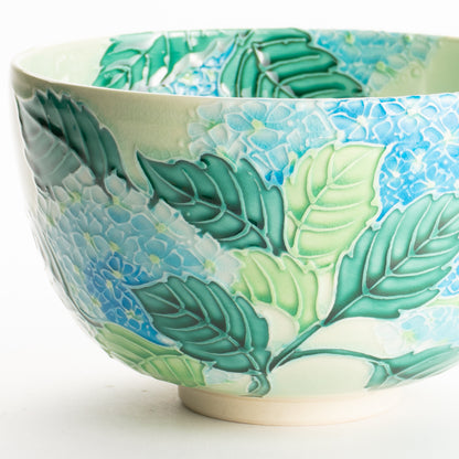 抹茶碗　白緑交趾"紫陽花"　一如 KOTOPOTTER
