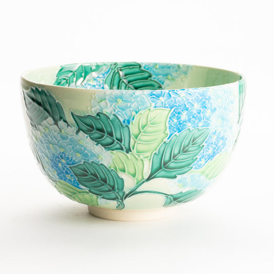 抹茶碗　白緑交趾"紫陽花"　一如 KOTOPOTTER