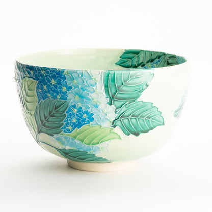 抹茶碗　白緑交趾"紫陽花"　一如 KOTOPOTTER