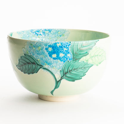 抹茶碗　白緑交趾"紫陽花"　一如 KOTOPOTTER