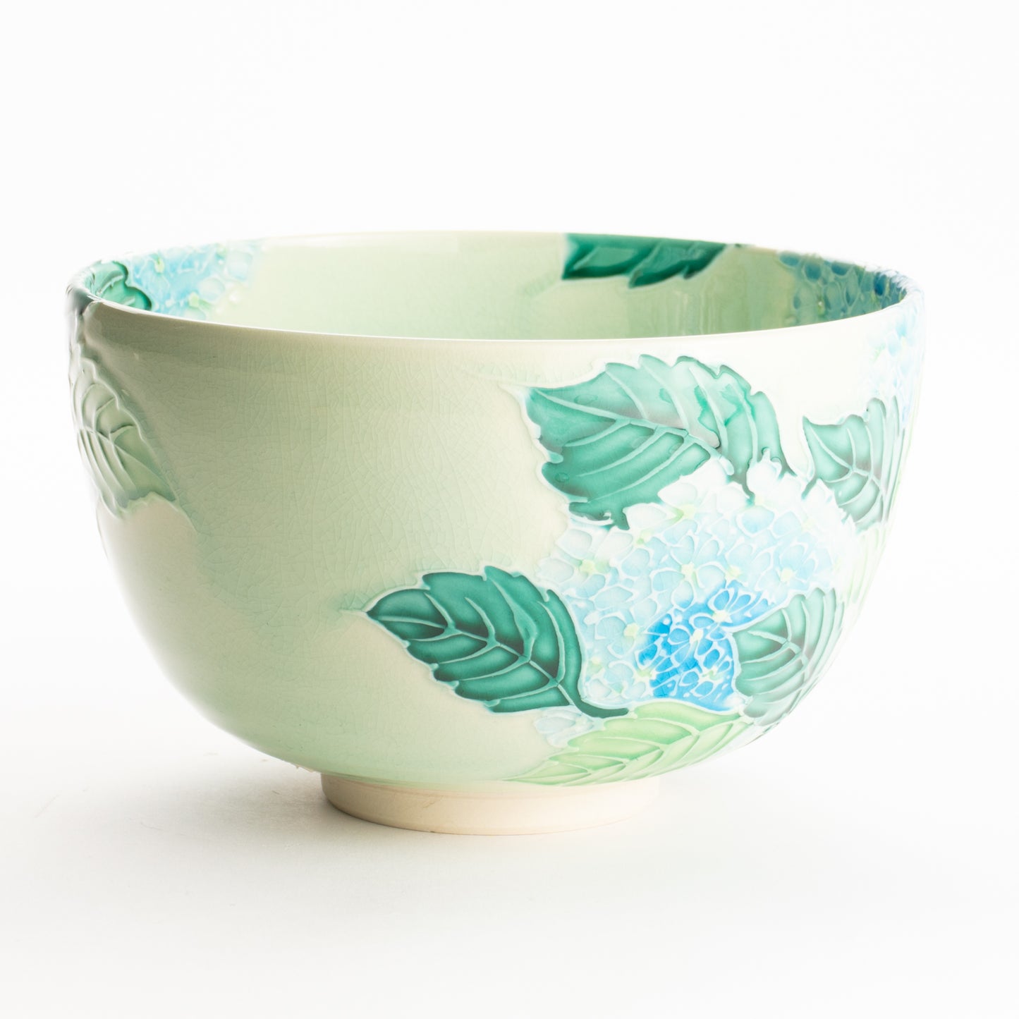 抹茶碗　白緑交趾"紫陽花"　一如 KOTOPOTTER