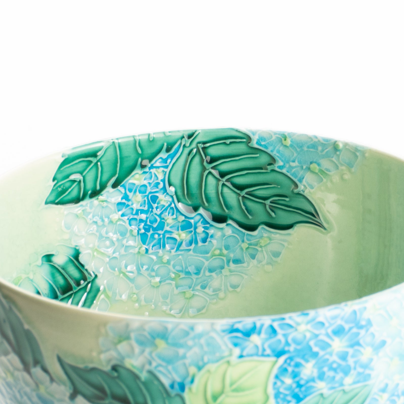 抹茶碗　白緑交趾"紫陽花"　一如 KOTOPOTTER
