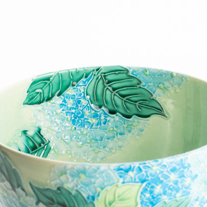 抹茶碗　白緑交趾"紫陽花"　一如 KOTOPOTTER