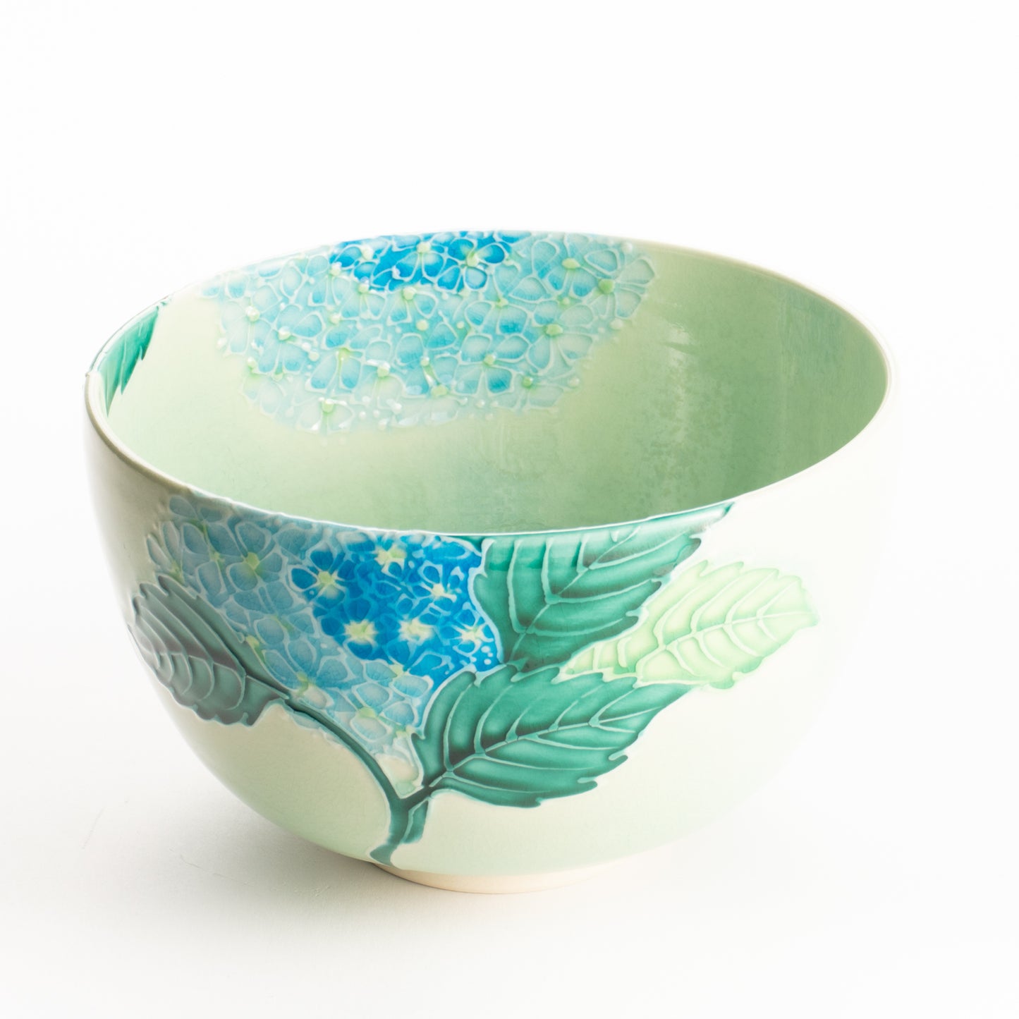 抹茶碗　白緑交趾"紫陽花"　一如 KOTOPOTTER