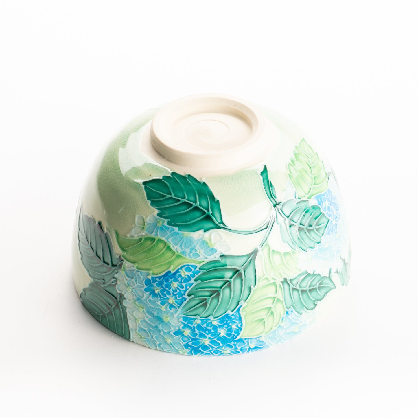 抹茶碗　白緑交趾"紫陽花"　一如 KOTOPOTTER