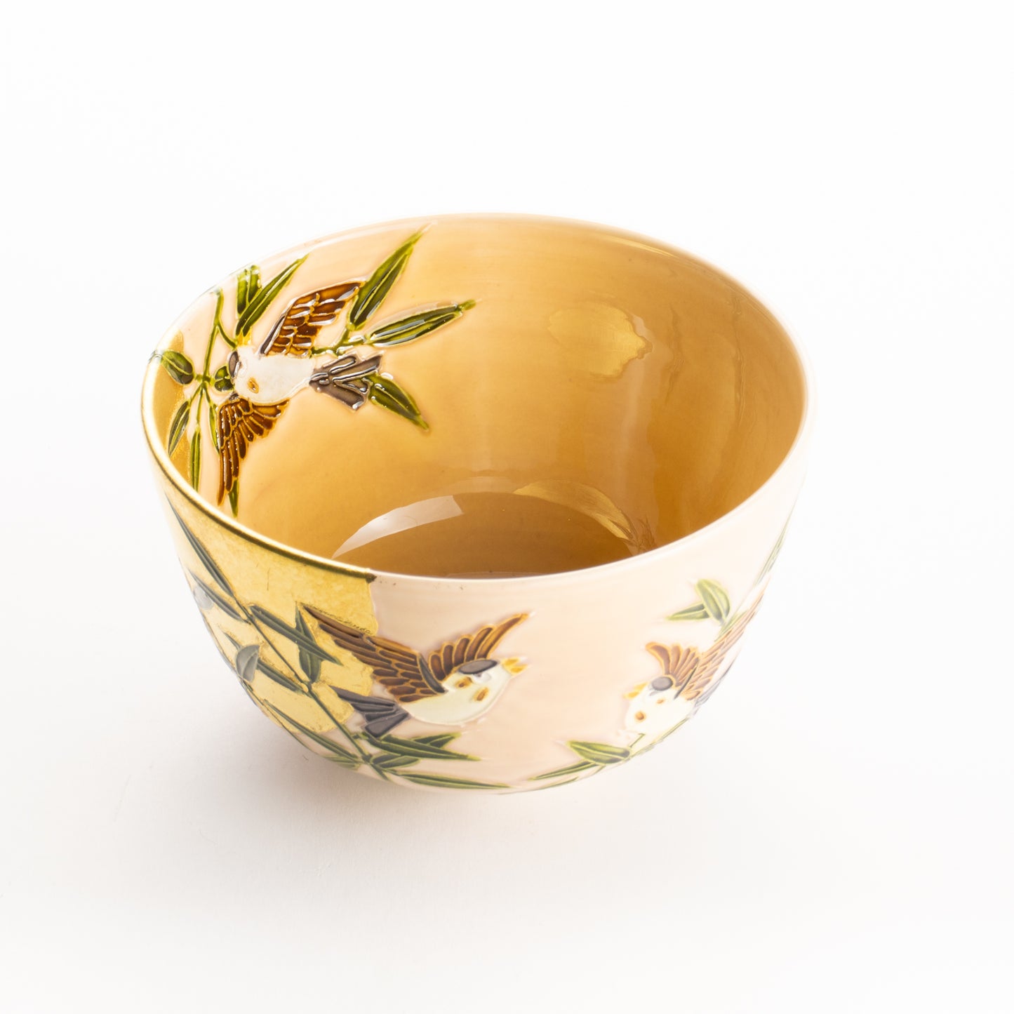 抹茶碗　福良雀に金彩月　一如 KOTOPOTTER