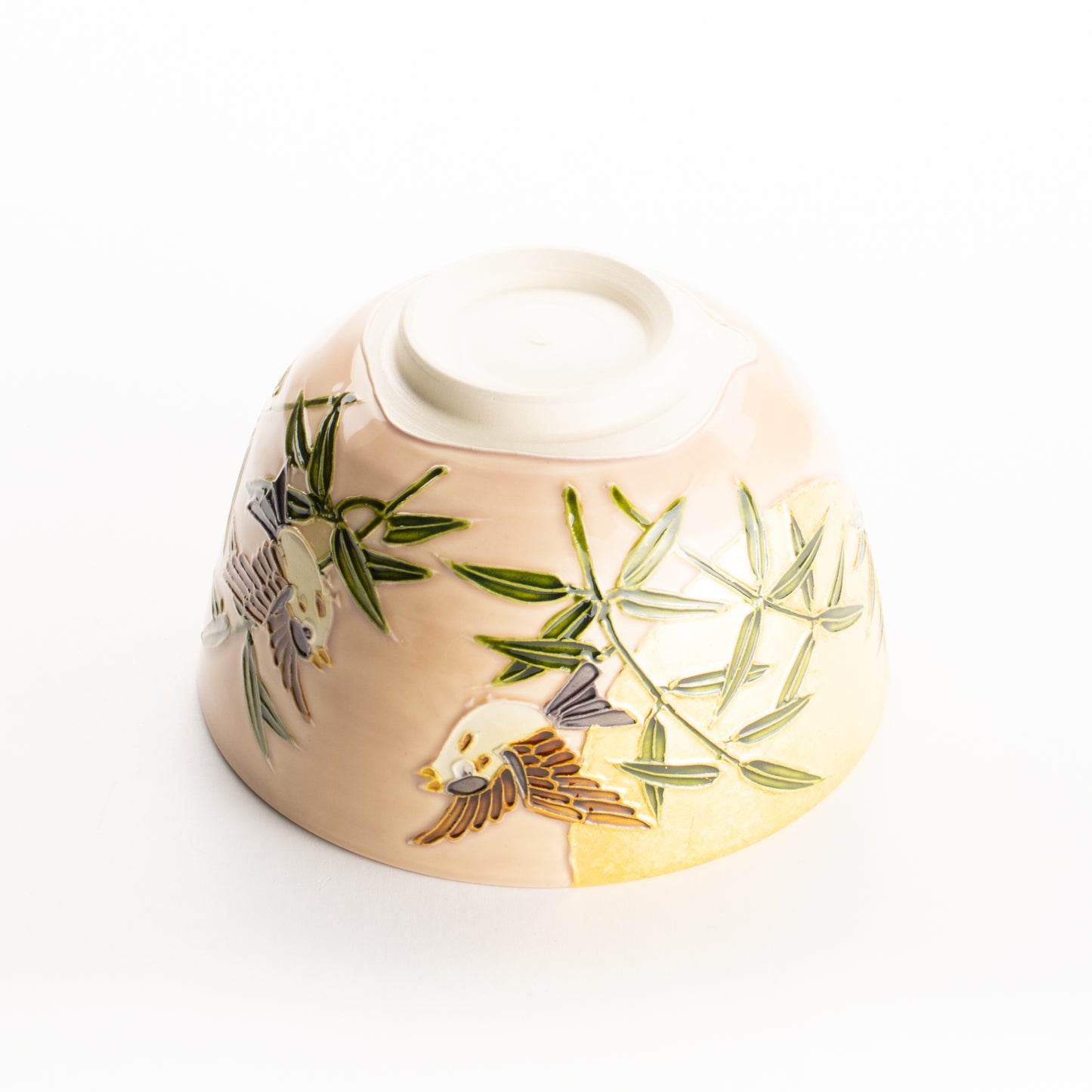 抹茶碗　福良雀に金彩月　一如 KOTOPOTTER