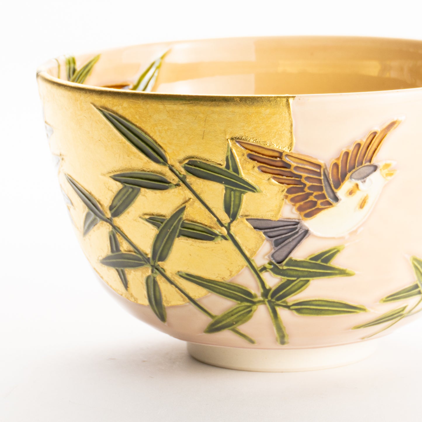 抹茶碗　福良雀に金彩月　一如 KOTOPOTTER