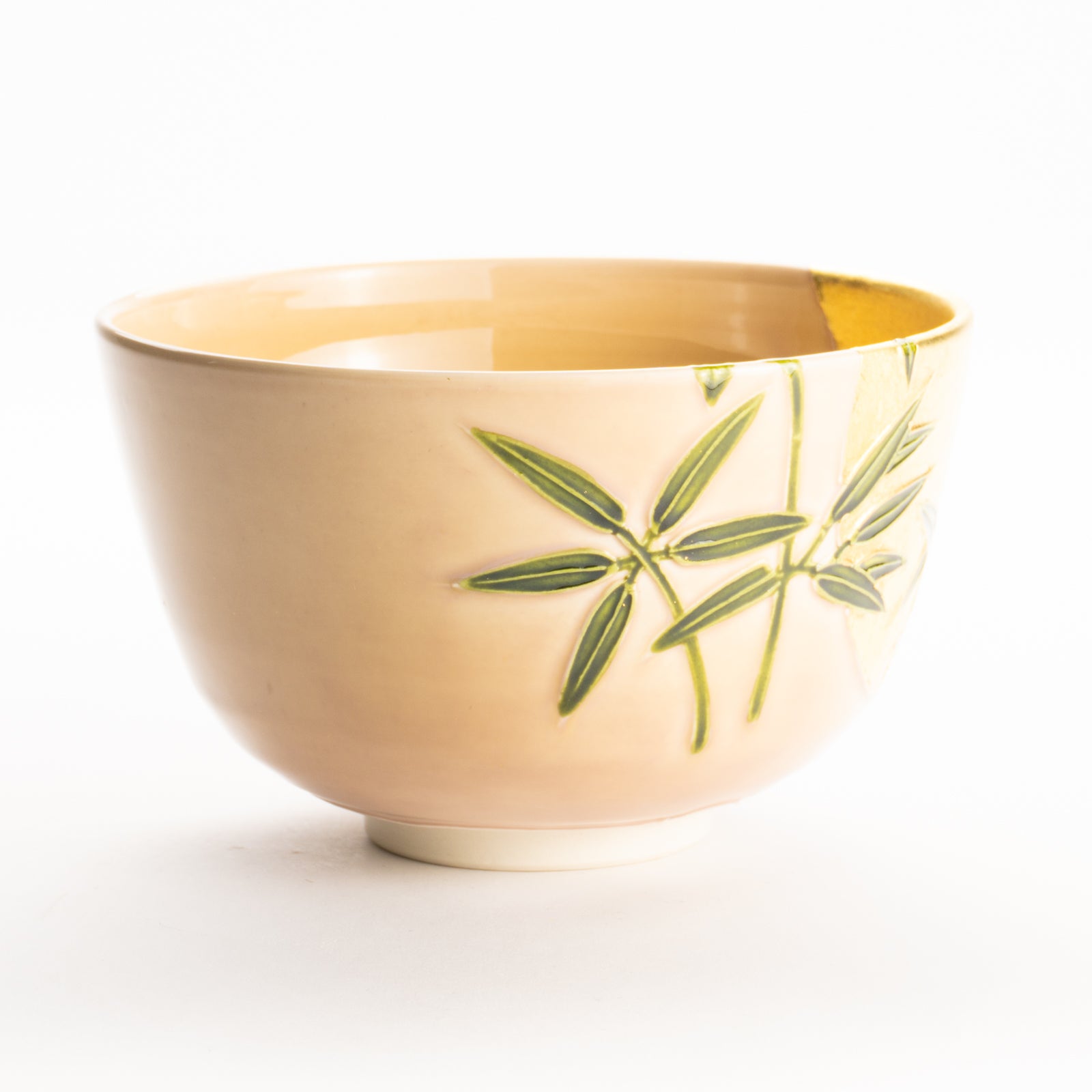 抹茶碗　福良雀に金彩月　一如 KOTOPOTTER